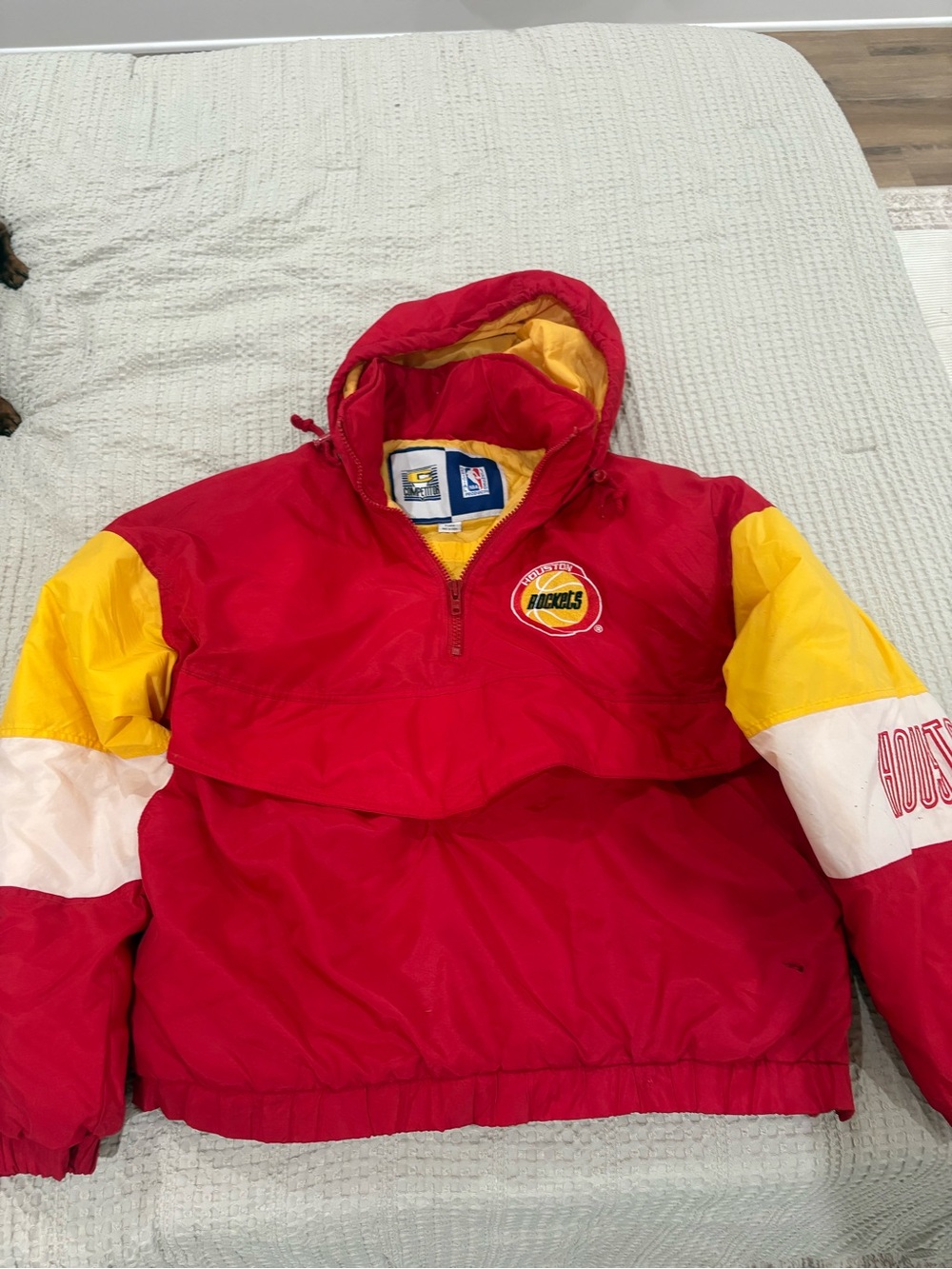 NBA Competitor Yellow Red Hooded Pullover with Team Patch